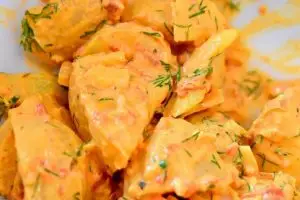 orange potato salad with ajvar