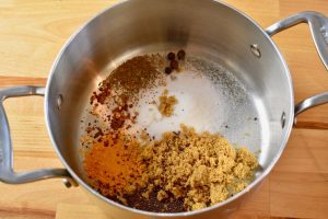 sugar and spices in a saucepan