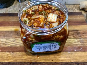 unfermented kimchi packed into container