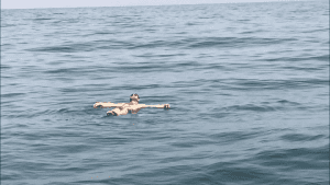 man floating on the dead sea