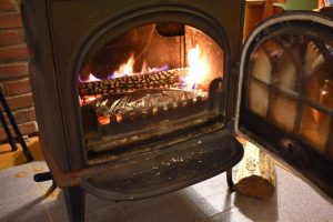 foil wrapped fish in wood stove