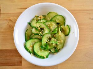 stir fried cucumbers in a bowl