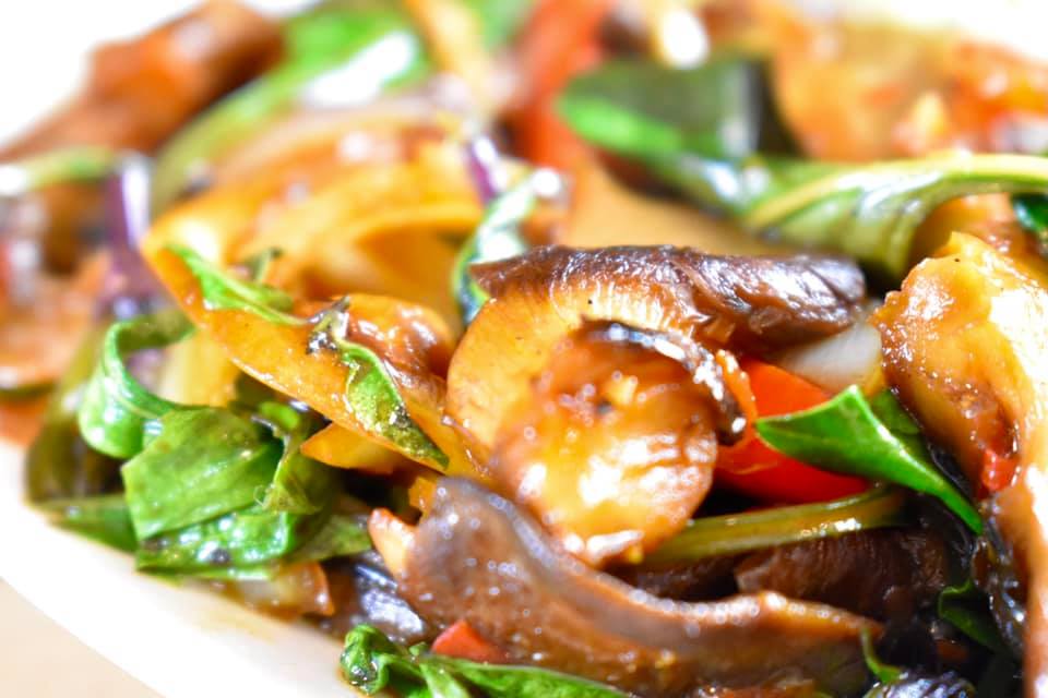 thai basil oyster mushrooms