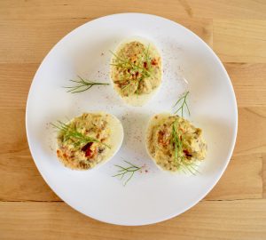 romanian devilled eggs with goose liver