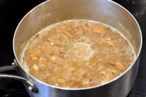 simmering chanterelle broth