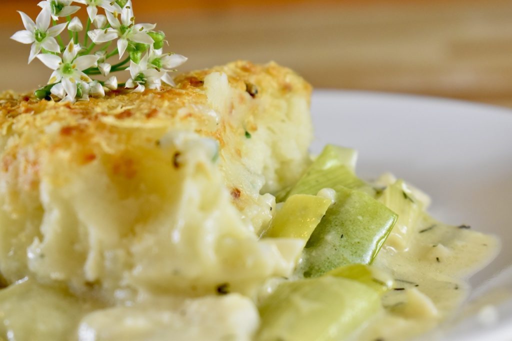 british fish pie with bass