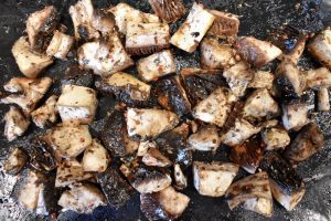 mushrooms tossed in oil and seasoning