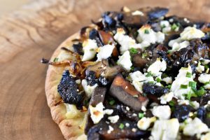 mushroom and goat cheese flatbread