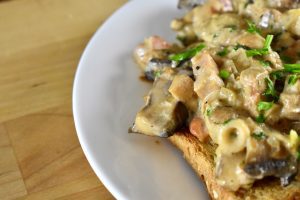 creamy miso mushrooms on toast