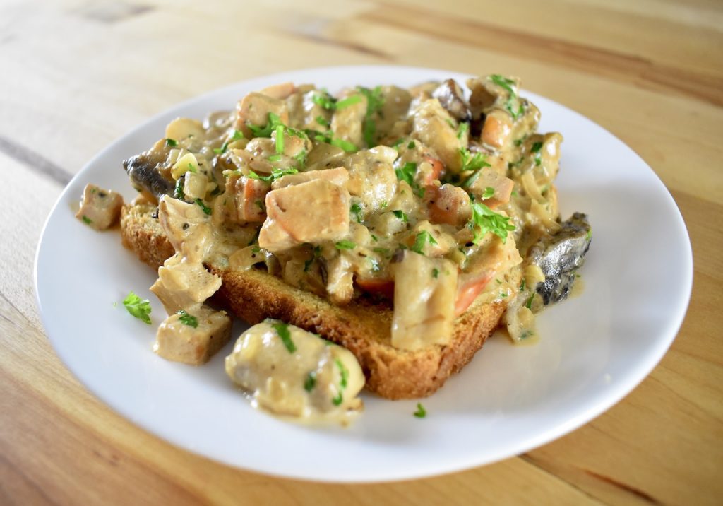 creamy miso mushrooms on toast