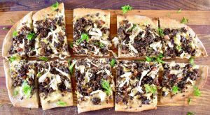 bear flammkuchen with sauerkraut