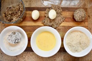 stages of haggis scotch eggs