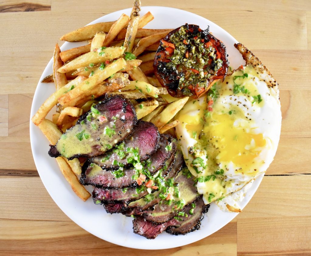 Canada goose steak and eggs