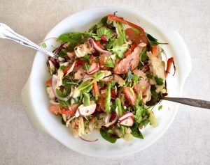 Mahi mahi and grapefruit salad