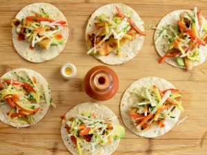 Flounder Tacos with Jicama Mango Slaw