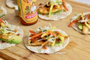 Flounder Tacos with Jicama Mango Slaw