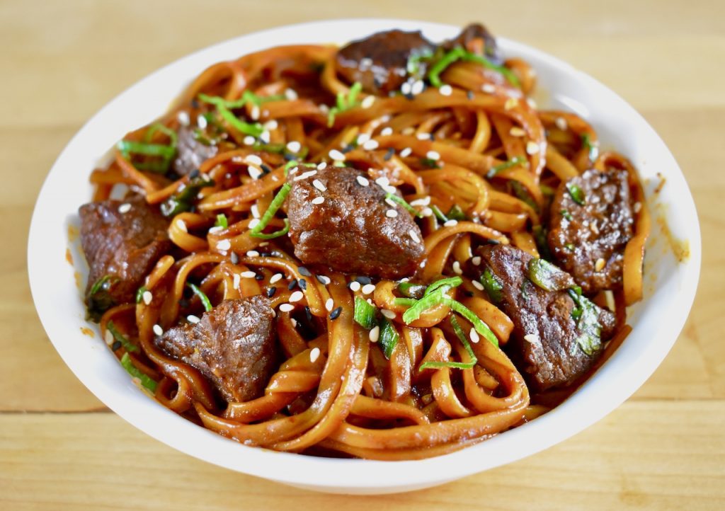 Elk Steak Gochujang Noodles