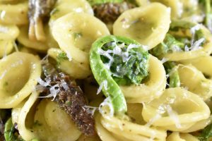 Morel and Fiddlehead Pasta with Ramp Butter