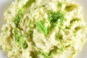 Mashed potatoes with spruce tip swirl