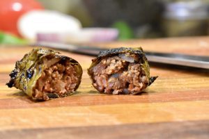 Barbecue Dolmas Stuffed with Bacon, Beef, and Cheese