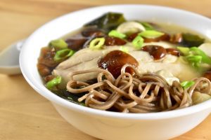 Miso Soba Soup with Lake Whitefish and Velvet Shanks