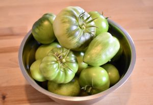 bowl of unripe green tomatoes