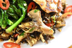 Seared Salmon over Maitake Wild Rice