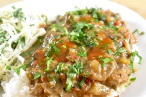 Cajun Venison Neck Gravy on Rice