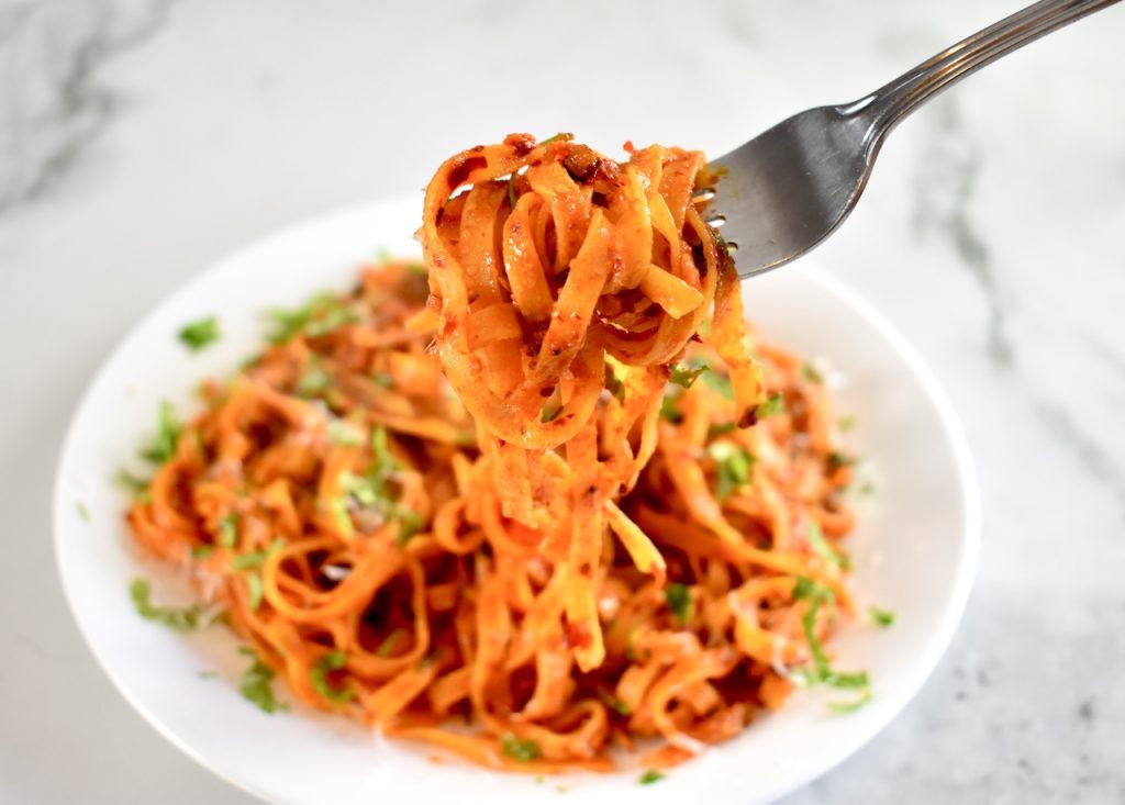 Spicy 'Nduja and Cilantro Pasta with Fork