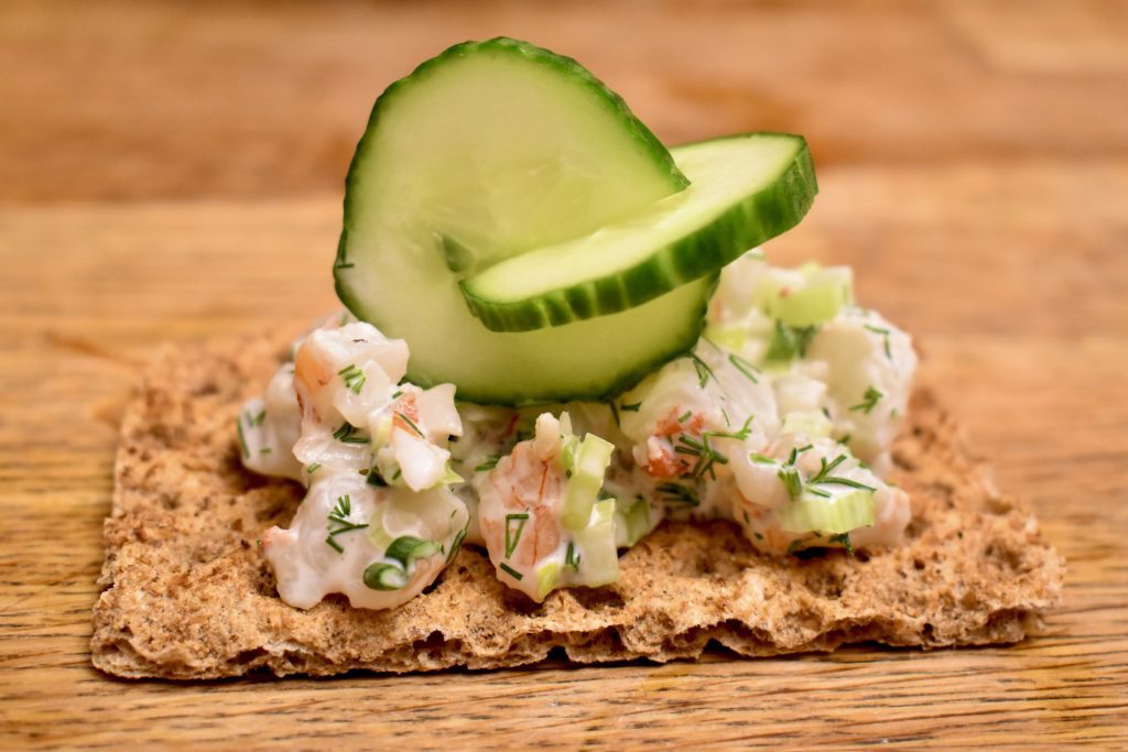 Shrimp Salad and Cucumber Canapés