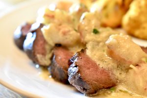 Venison with a Roquefort-Shrimp Sauce