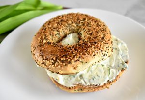 bagel with ramp cream cheese