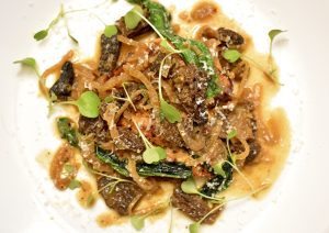 Seared Grouse Breasts with Ramps and Morels