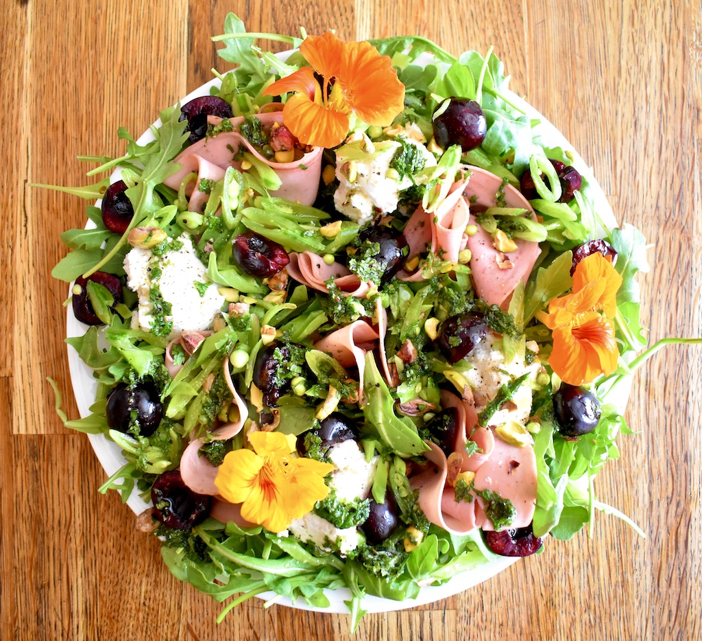 Fancy Mortadella Salad with Cherries, Pistachios, and Ricotta