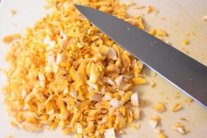 Chopped chanterelle mushrooms