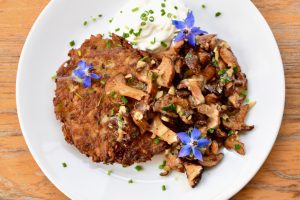 Potato Pancakes with Hedgehog Mushrooms