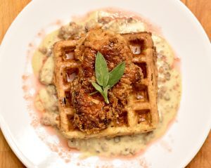 Thanksgiving Fried Turkey and Stuffing Waffles