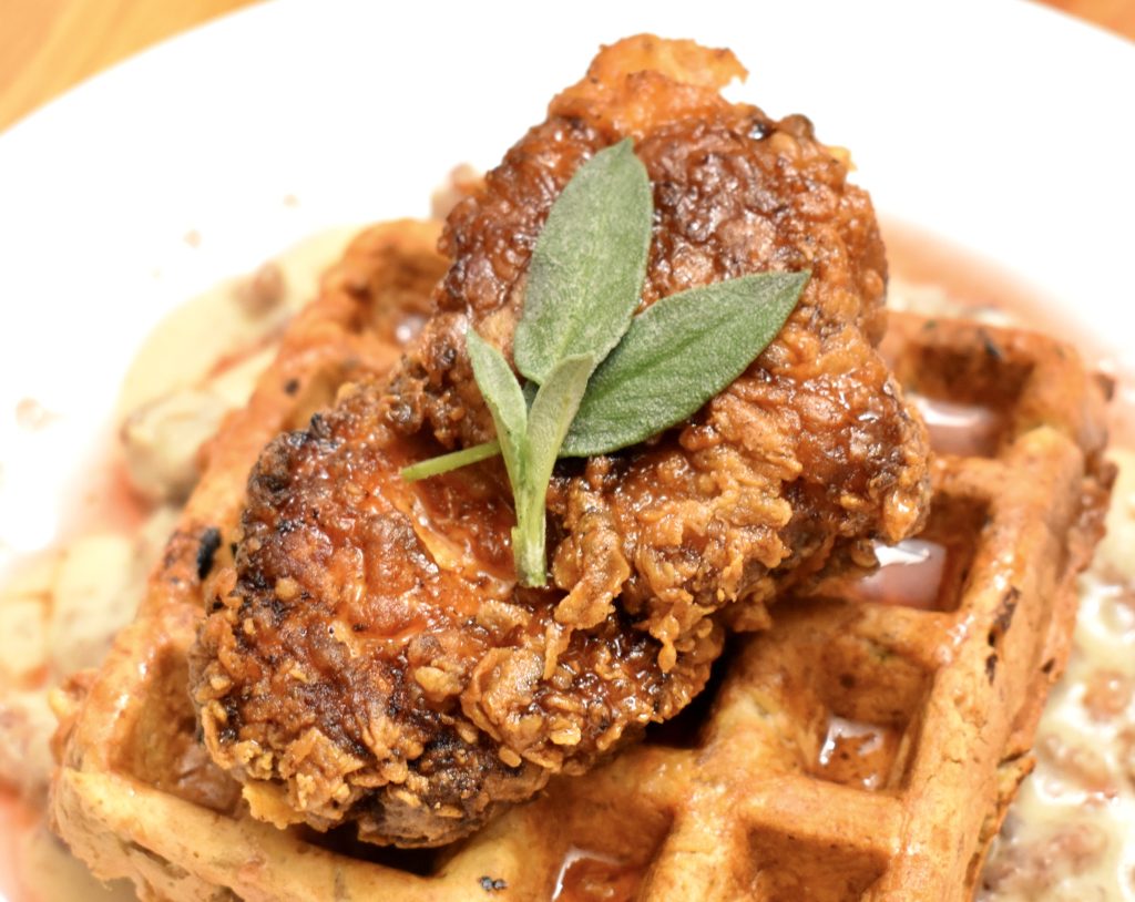 Thanksgiving Fried Turkey and Stuffing Waffles