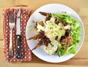 country-fried grouse with Alabama white sauce