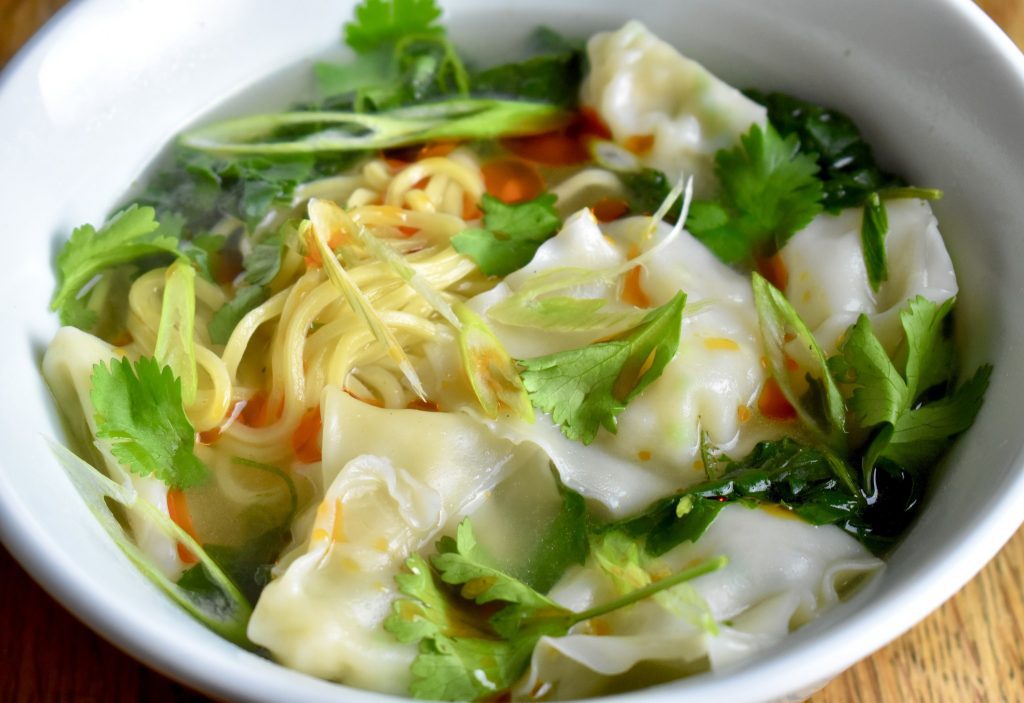 Shrimp and Scallop Wonton Noodle Soup with Lambsquarters The Intrepid