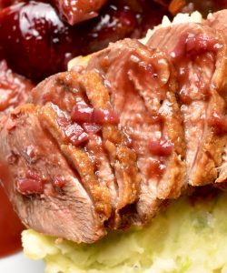 Seared Duck Breasts with Stewed Plums