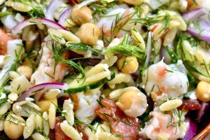 Orzo Dinner Salad with Shrimp and Feta