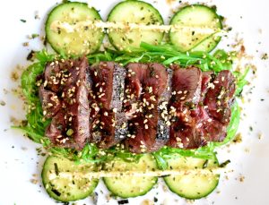 Japanese Venison Round Steak and Seaweed Salad