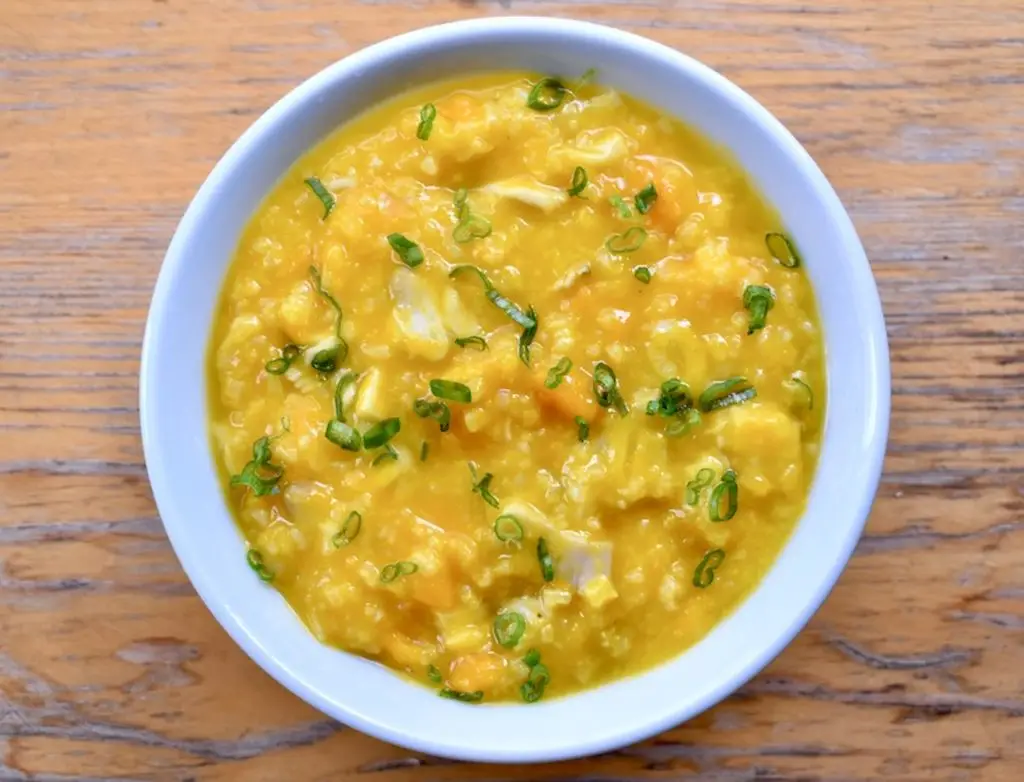 Kabocha Squash and Shaggy Mane Mushroom Congee